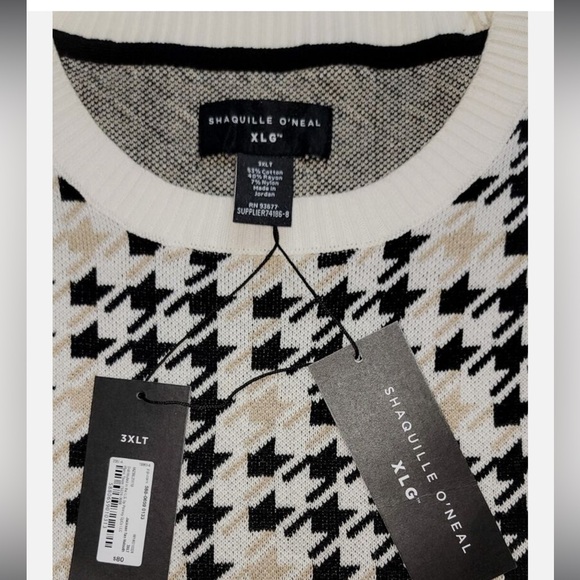 NWT Men's Shaquille O'Neal Big & Tall Crew Pullover Sweater Houndstooth $80 - Picture 6 of 8